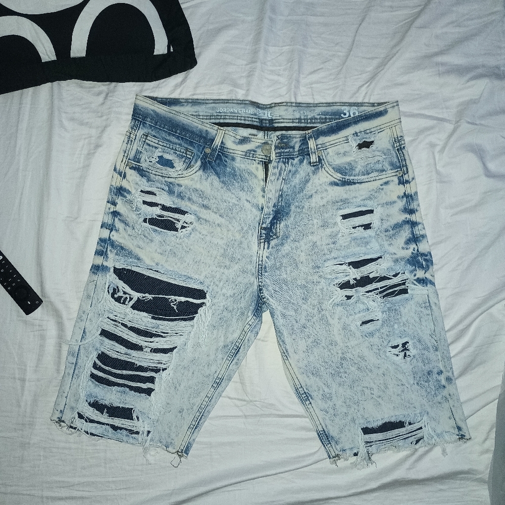 Distressed Blue Denim Shorts